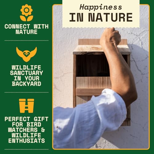 Barn Owl Nesting Box - Large, Cedar, Preassembled, Easy-Hang | Traditional Cedar Wood Owl Box with front-access door for easy cleaning, attracts screech owls and backyard birds.