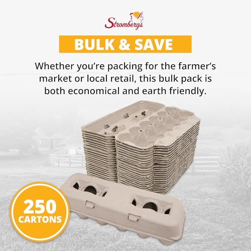 Stromberg's Large Blank Egg Cartons, Bulk Pack for Large Eggs, Perfect for Custom Branding, Safe & Secure Egg Storage, Convenient Stacking for Easy Transport and Storage, 250 Pack
