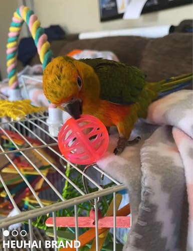 18 Pack Bird Toys Natural Rattan Balls Plastic Bell Balls | Non-Toxic Plastic, Natural Rattan, No Sharp Edges, 1.5 in - 5.5 in