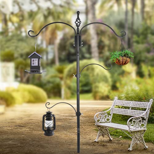 Bird Feeding Station Feeder Pole - Multi Hook 63 inches Stand for Watching Attracting Wild Bird Outdoor Hanging Pole by Highpro, 5-Prong Anchor Base - size: 63 Inch