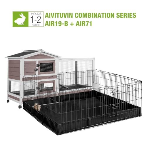 GUTINNEEN Rabbit Hutch with Chew-Resistant Ramp Indoor Bunny Cage Outdoor Guinea Pig Cage with Wheels and Leakproof Tray - size: 62.0"L x 22.6"W x 33.5"H