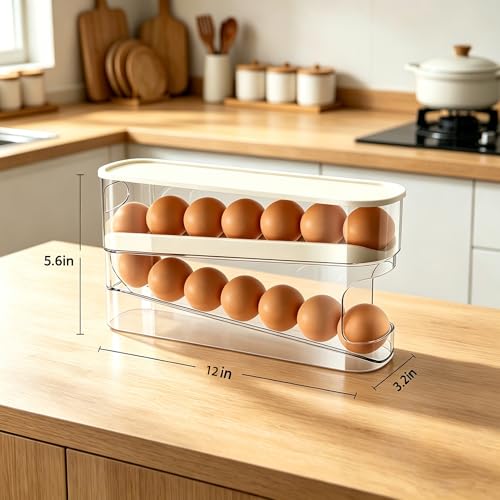 WACOI Auto Rolling Fridge Egg Organizer, Space Saving Eggs Dispenser for Refrigerator Storager, Home Egg Holder, 1 pack - size: 1 Pack