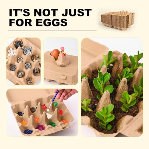 30 Pcs Blank Pulp Egg Cartons, 3 * 4 Style Square Tray, Holds 12 Eggs, Made of Recycled Pulp, Sturdy and Durable, Suitable for Egg Containers at Home, Chicken Houses, Markets, Restaurants