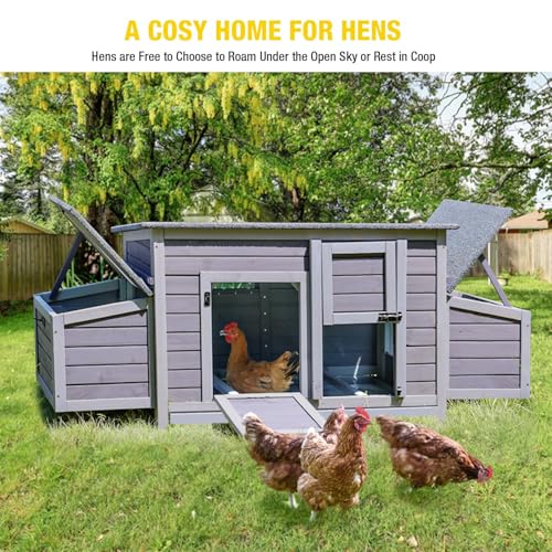 Aivituvin Chicken Coop with Two Nesting Boxes Large Wooden Hen House Outdoor Weatherproof Rabbit Hutch Duck Cage (AIR69) - size: AIR69