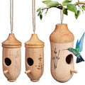 NUOBESTY Hummingbird House, 3 Pack Natural Beech Wood Bird House for Outside Hanging, Small Bird Nest Shelter for Finch Chickadee, Home, Outdoors, Garden Decor