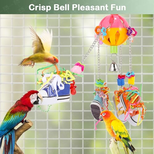 Small and Medium-Sized Bird Toys, Parrot Chewing Sneakers Acrylic Amazon Parrot, Love Birds, Parrot, Parrot, Bell Ball Birdcage Toys.