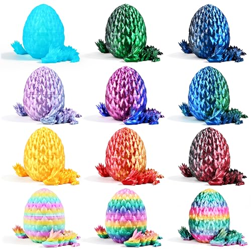 Impossmaker 12pcs 3D Printed Dragon Eggs, Prefilled Easter Dragon Egg with Dragon Toy, Easter Basket Stuffer, Goodie Bag Fillers, Easter Egg Hunt, Unique Easter Basket Gifts for Kids - style: 12P-S1