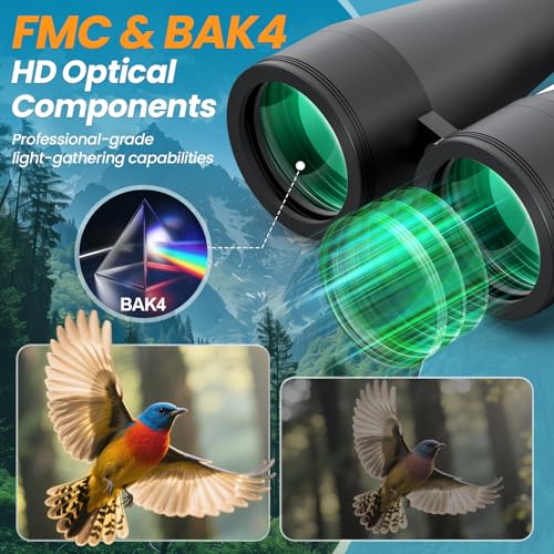 Aurosports 20x80 High Powered Binoculars, 80mm Large Aperture for Adults | Clear low light vision, Long range, 80mm objective lens - size: 20x80