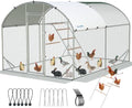 Quictent Essential Series 12x9ft Metal Chicken Coop Run w/Climbing Ladder | Walk-in Outdoor Poultry Cage with PVC Coated Chicken Wire, Hen Duck Rabbit Farm House, Waterproof Anti-UV Cover - size: 12x9ft