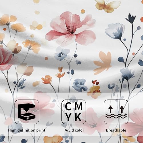 Watercolor Flowers Hand Towels, 14x28 Inch Pink Blue Floral Butterfly Botanical Absorbent Soft Dish Washing Cloth Face Tea Towels for Kitchen Bathroom Gym Hotel Spa Decor - color: Pink Blue Flowers