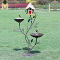 39"H Metal Bird Houses,Birdhouse for Outdoors,Bird Bath for Outside | Metal Bird House Bird Feeder, Cast Iron Pedestal,3-in-1, Garden Yard Lawn Decor