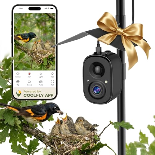 Smart Bird Camera Solar Powered with Pole for Feeder/Bath Birdwatching | 2.5K UHD Video Auto Capture, Free AI Bird Identification, Instant Alerts, Wireless Outdoor Cam, 2.4G, for Mom/Dad/Bird Lovers