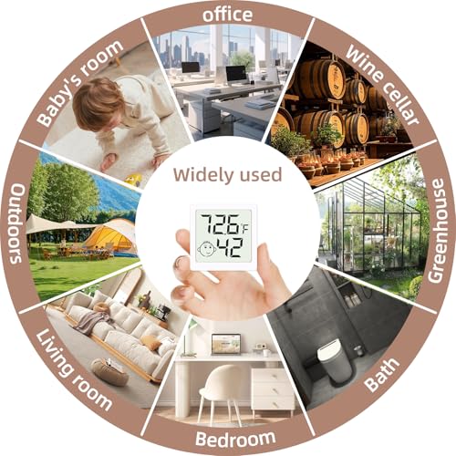 Mini Humidity Meter Hygrometer 6 Pack Room Thermometer Indoor Digital Temperature and Humidity Monitor for Home House Office Garden and Cellar - style: Style A-White-6pcs