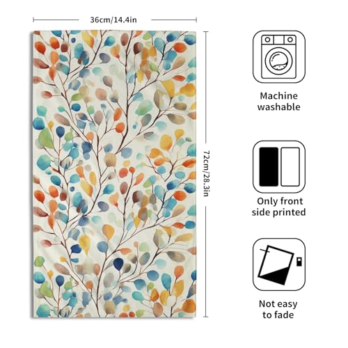 Colorful Leaves Floral Hand Towels Set of 2, Boho Spring Nature Plant Soft Absorbent Dish Fingertip Towel for Kitchen Bathroom Guest Gym Spa Bar - color: Colorful Leaves