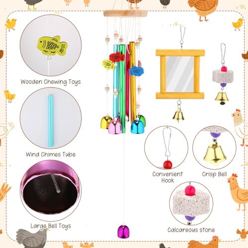 Soulchen 6 Pieces Chicken Toys for Coop Chicken Wind Chime Enrichment Toys Kits Chick Mirror with Bells Swing Hanging Chick Beak Grinding Calcium Stone for Coop Hens Chicks Poultry Birds Parrots - style: Chick Beak Grinding Calcium Stone