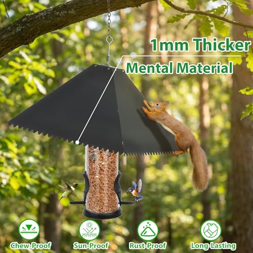 16 Inch Metal Squirrel Baffle for Bird Feeder Pole, Black, 2 Pack | Squirrel Proof Bird Feeders for Outdoors ,Hanging Feeders,0.6" - 1.38" Shepherd’s Hook,4x4 Wooden Posts and Tree Trunks - size: 2pcs