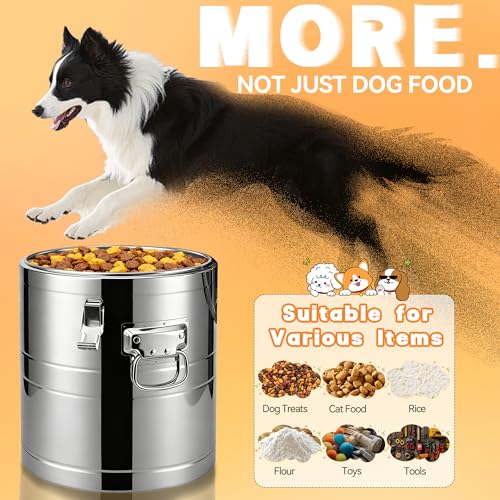 40lb Dog Food Storage Container, Airtight Stainless Steel | Extra Large Capacity, Rust-Proof, Moisture-Proof, Deters Pets from Opening & Stealing Food, Easy to Clean, Keeps Food Crispy - size: 40lb