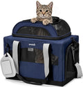Pecute Cat Carrier, Top Expandable Dog Crate for Travel, Blue | 5mm Anti-Collapse Steel Frame, Soft Mesh, Vet Visits, Foldable Travel Crate,Outdoor Hammock, Leakproof Pee Pad & Bowl - color: Blue