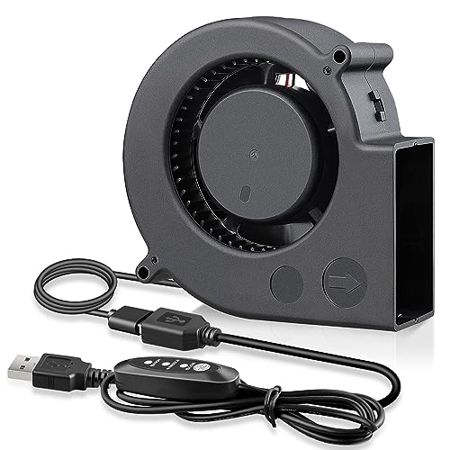 GDSTIME DC 5V USB Powered 97mm x 33mm Blower Fan, L/M/H 3 Speed Controller | 9733, Brushless, Squirrel Cage, Centrifugal, for Receiver DVR Xbox Modem AV Cabinet Cooling - size: 97mm x 33mm