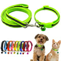 XXS Dog Collar with Bell Leash Set, Nylon Basic Reflective Puppy Collars for Boys Girls Xs Small Cat Pet Animal Litter Tiny Kitten, Fluorescent Green - color: Fluorescent green
