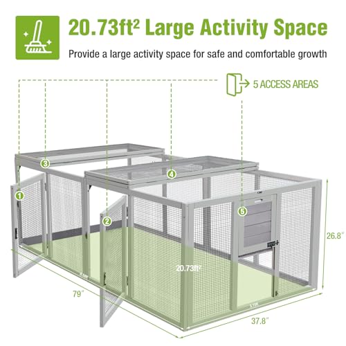 GUTINNEEN Chicken Coop Extension Chicken Run 20.73 ft², Large Expandable Hen House Run with 5 Doors, Universal Fit for Most Coops, Not for Standalone Use,79" L - size: 79.0"L x 37.8"W x 26.8"H