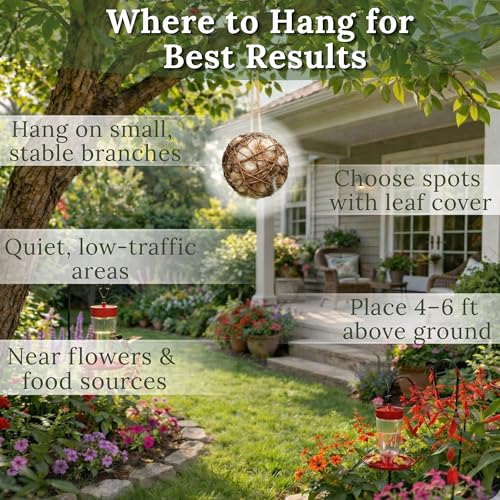 Hummingbird Nesters Bird Nesting Material Holder for Wild Birds Humming Bird House Materials Gifts for Bird Watching Nature Lovers Refillable Outdoor Bird Station (3 Balls Safe Nesting Starter Kit) - color: 3 Balls Safe Nesting Starter Kit
