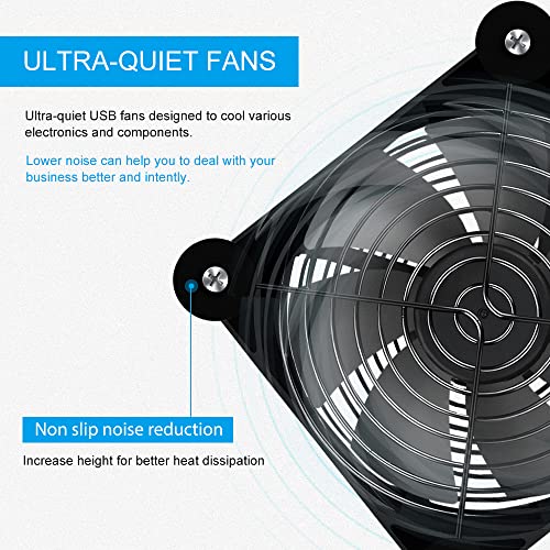 1Pack 140mm Mini USB Fan Computer Fan Multi-Speed Control, Reduction Heat for Router, Game Console, TV Box, Recipient, Modem, DVR, Playstation, AV-Cabin - color: 1 Pack