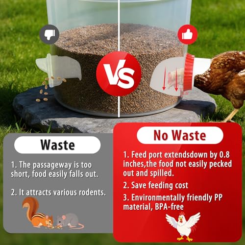 4PACK No Waste Chicken Feeder Ports, Chicken Feeder Cups for Bucket | DIY Chicken Feeder Kit with Hole Saw,Barrels,Bins,Troughs - size: 4 port with holesaw