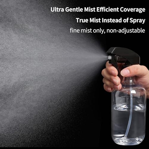 Cleaning Spray Bottles for Plants Misters Inside, 2 Pack 16.9 oz Squirt, Water Spray Bottle Mist Sprayer, No Leak Hair Mister Empty with Adjustable Nozzle (Transparent) - color: Transparent bottle+black nozzle, size: 16.9 oz