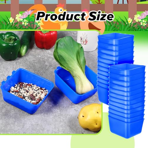 20 Pcs Cage Cups Chicken Feeder Waterer, 16 oz, Hanging Bunny Cage Feeder, Chicken Water Bowl for Pet Parrot, Rooster, Parakeet, Gamefowl, Poultry Wire Cages - color: BLUE