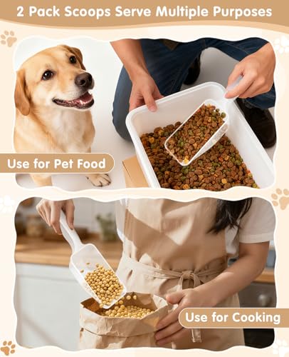 2-Pack Dog Food Scoop 1 Cup, Plastic Pet Food Measuring Scoop With Measuring Lines (1/2 & 1 Cup Markings) for Dogs, Cats, Fish, Bird（Transparent - color: Transparent