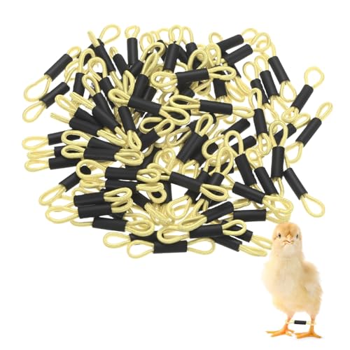 M METERXITY 100-Pack Adjustable Chick Leg Bands, 1.38" x 0.2" Polyester Chicken Leg Brace for Chicks/Ducks/Birds [Light Yellow] Poultry Leg Bands - color: Light Yellow