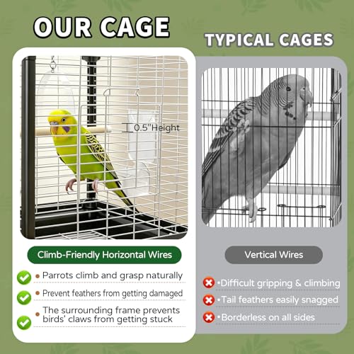 17.5 Inch Small Bird Cage & Travel Carrier – Portable Parrot Cage for Home, Outing, Pet Clinic or Temporary Placement, Suitable for Small Medium Birds Like Parakeets Conures Lovebirds Cockatiels