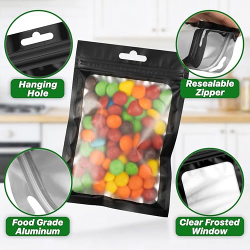 ANZNKU 100 Pcs Colorful Mylar Bags, Resealable Smell Proof Small Foil Pouch | 5Colors, 3.14x5.11", Frosted Clear Window, Plastic Packaging Bag for Small Business Candy Jewelry Treat, Seal Zip Baggies - color: 5 Colors -1, size: 3.14x5.11 inches