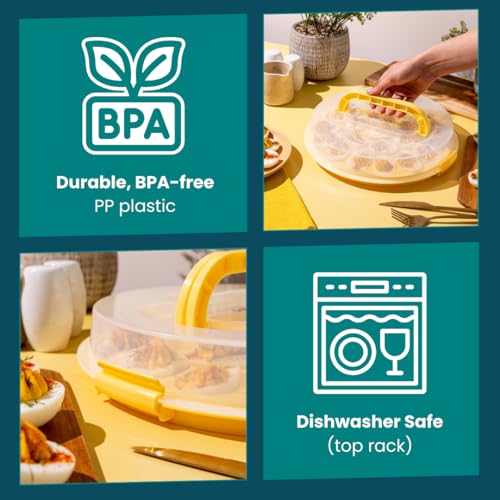 Deviled Egg Containers with Lid & Handles, 22-Count Portable Carrier, Dishwasher Safe Tray, Refrigerator Storage, High-Capacity Trays Deviled Egg Holder - Yellow - color: Yellow