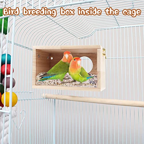 Parakeet Nesting Box,Transparent Cockatiel Nesting House(M) | Detachable Wooden Pine Bird Nest,Breeding box for Parrot, Lovebirds, Budgie, Conure, and Other Small Birds - size: M