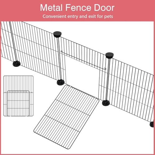 VISCOO 12 Panels Small Animal Playpen, 48" x 24" x 16" Guinea Pigs Cages | C&C Cage for Guinea Pigs with Waterproof Mat, Puppy Play Pen, Bunny Playpen, Indoor Outdoor Portable Metal Wire Yard Fence - color: Black, style: 12 Panels - 48"L x 24"W x 16"H