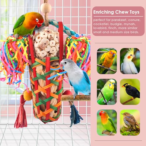 KATUMO Bird Toys Parakeet Toy Cockatiel Shredding Toys Conure Foraging Sola Toys for Conure Cockatiel Parakeet Lovebird Small to Medium Birds - size: 1 Pcs
