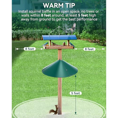 Qualirey 21.5" Metal Squirrel Proof Baffle, for 4 x 4 Posts(Green,1 Pack) | Wrap Around Guard for Bird Feeder Pole to Deter Squirrels - color: Green