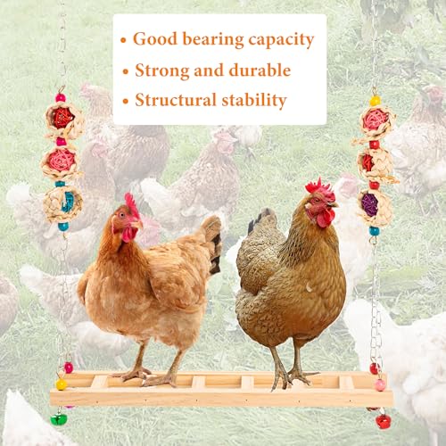 9 PCS Chicken Coop Toys, Chicken Swing Toys for Chickens Xylophone Mirror with Bell Hanging Vegetable Fruits Skewers Feeders Chick Coop Toy for Hen Birds Parrots