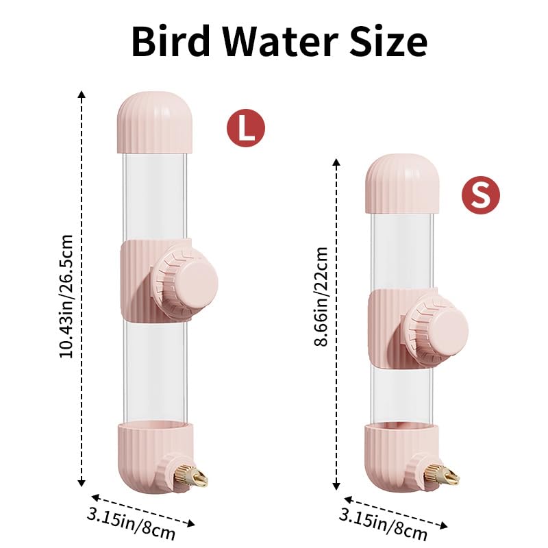 9.4 Fl Oz No Mess Bird Water Dispenser, Automatic Parrot Water Feeder with Spring Valve, Clear Cage Water Drinker for Parakeets Cockatiels Budgies Finch Lovebirds & Canary (Pink, 9.4 fl oz (280ml)) | Leak-proof bird waterer | For parrots, cockatiels, budg
