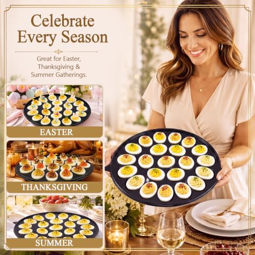 Shellwei 5 Pack Extra Large Deviled Egg Containers with Lids | Holds 110 Eggs Total (22 Each), Disposable Deviled Egg Tray Stackable Platters Trays for Party, Picnic & Fridge Storage - style: 22 Each
