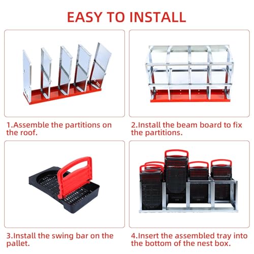 Chicken Nesting Boxes for Chickens,8 Hole Metal Roll Away Nest Box for Chicken Coop,Chickens Laying Egg, Lid Cover to Protect Eggs,Easy Egg Collection,Hen Roosting Boxes - color: red, size: 8 holes