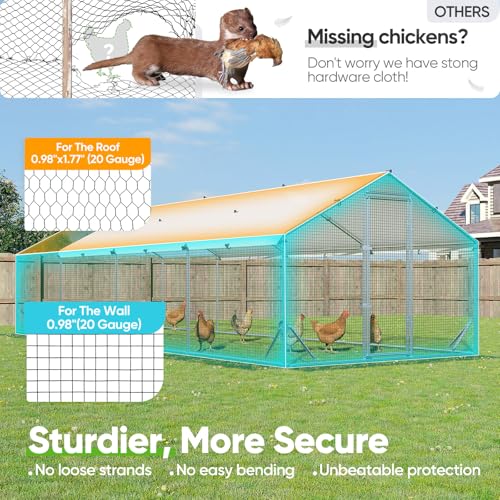 Quictent Large Metal Chicken Coop Run for 45+ Poultry w/Side Hardware Cloth | Waterproof Cover, Advanced Series Outdoor Walk-in Cage Hen Duck Rabbit Dog Pen Yard Farm House, 24x9x6.6FT - color: White, size: 287.4"L x 107.3"W x 78.0"H