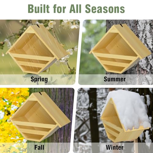 Nalwort Dove Nesting Box, Solid Wood Mourning Dove Nesting Box, Triangular Opening Birdhouses for Outdoors, Pigeon House with Hanging Rope, 11.2" H x 6" D x 14" W, Nesting Pad Not Included