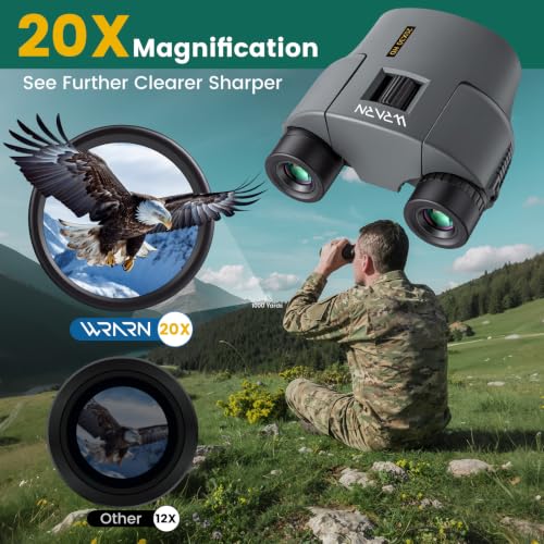 20X30 Compact Binoculars for Adults Bird Watching Travel, Grey | High Power, Low Light Vision, Large Eyepiece Easy Focus for Sightseeing Hiking Camping Cruise Concert - color: Grey