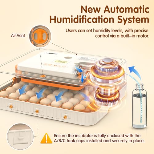 56 Egg Incubators for Hatching Eggs with Auto Egg Turner, Automatic Humidity & Temperature Control, LED Candle Light, Hatch Days Display, 360° View for Chicken, Duck, Goose, Quail, Bird Eggs - size: 20.0"L x 8.0"W x 18.0"H