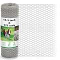 Fabulas Chicken Wire Fencing Mesh, 15.3 x 177 Inches Metal Floral Wire Fence for Crafts Poultry Garden, Hexagonal Galvanized Hardware Cloth Netting for Chicken Coop Barrier Rabbit Cage - size: 15.3in x 177in
