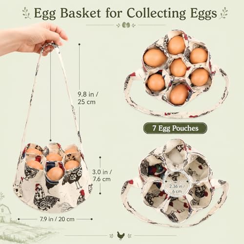 Egg Apron - Collect Eggs from Chicken, Duck, Goose with 7 Pouches - Perfect for Housewife, Farmhouse, Kitchen, Restaurant, Parent-Child Activities