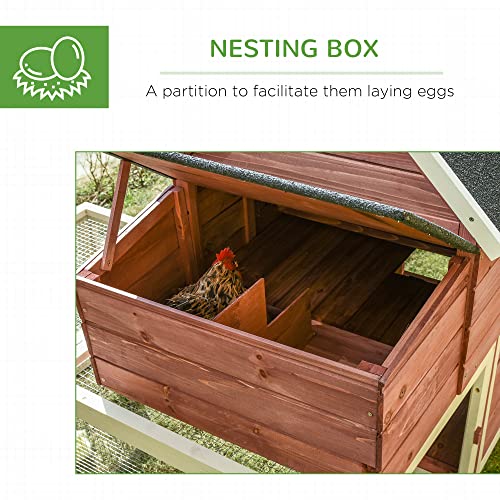 PawHut 114" Chicken Coop Wooden, Customizable Outdoor Chicken Cage Poultry Hen House with Nesting Box, Double Runs, Asphalt Roof, Ramp, for Garden Backyard | Outdoor Chicken Cage, Poultry Hen House, Asphalt Roof, Ramp, for Garden Backyard